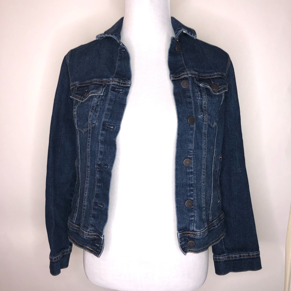 Old Navy Denim Cropped Dark Blue Jean Jacket